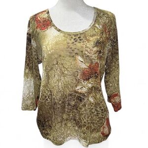 Sportelle Vintage Cottage Core Floral 3/4 Sleeve Blouse